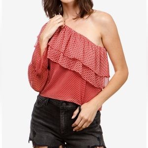 Lucky Brand Red One Sleeve Top